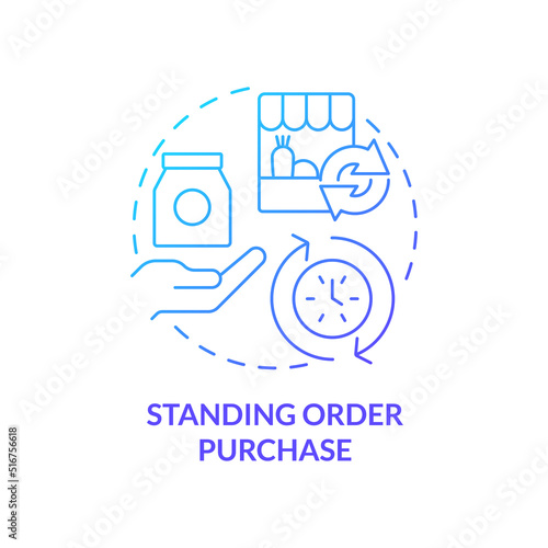 Standing order purchase blue gradient concept icon. Food procurement abstract idea thin line illustration. Recurring charges. Goods acquisition. Isolated outline drawing. Myriad Pro-Bold font used