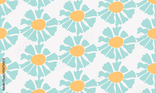Flowers pattern on white bsckground. Seamless pattern with pink daisy.