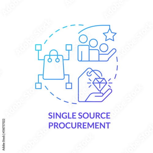 Single source procurement blue gradient concept icon. Purchasing strategy example abstract idea thin line illustration. Supply chain. Sole source. Isolated outline drawing. Myriad Pro-Bold font used