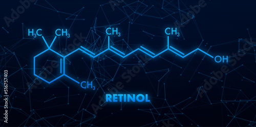 Icon with retinal formula. Retinal true vitamin A , formula C20H30O