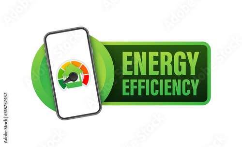 Green energy efficiency. Vector logo. Chart concept. Green energy background