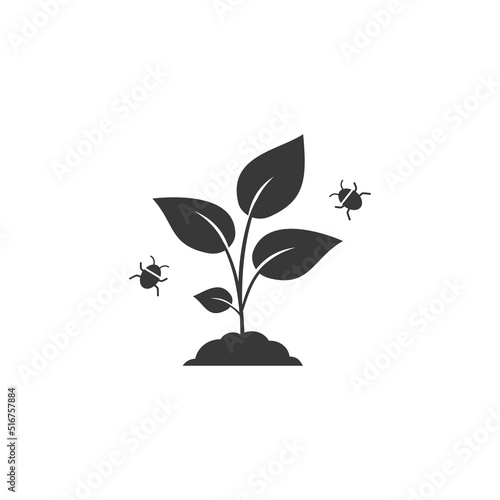 Pest plant icon, damage crop for aphid attack, harmful insect, tick or bug, editable stroke vector 