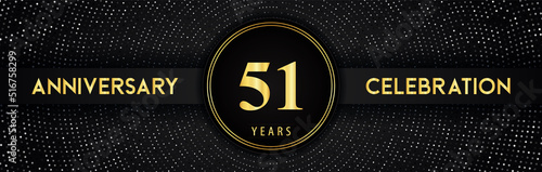 51 years anniversary celebration with circle frame and dotted line isolated on black background. Premium design for birthday party, graduation, weddings, ceremony, greetings card, anniversary logo.