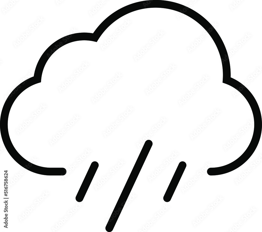 Rain Cloud Icon Art, Cloud with rain weather icon Vector Image.