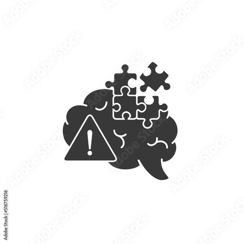 Memory loss or decline icon, brain with puzzle, damage mind, forget thought, sclerosis