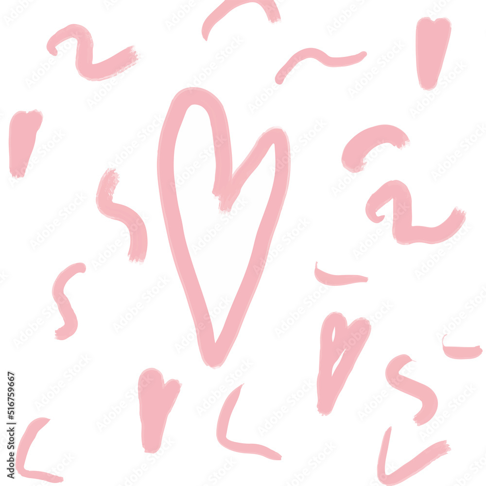 Cute abstract textured background with hearts for packaging, cover, background. Pink hearts on a white background. Cute abstract textured background with hearts for packaging, cover, background. Pink hearts on a white background.