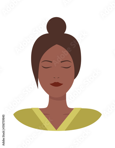 Woman with closed eyes icon. Vector illustration