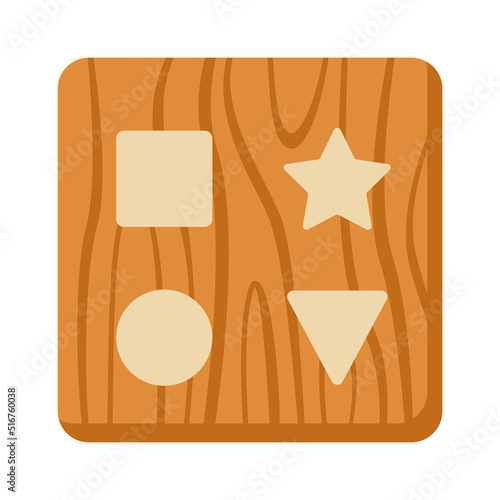 Wooden children logic toy icon. Vector illustration