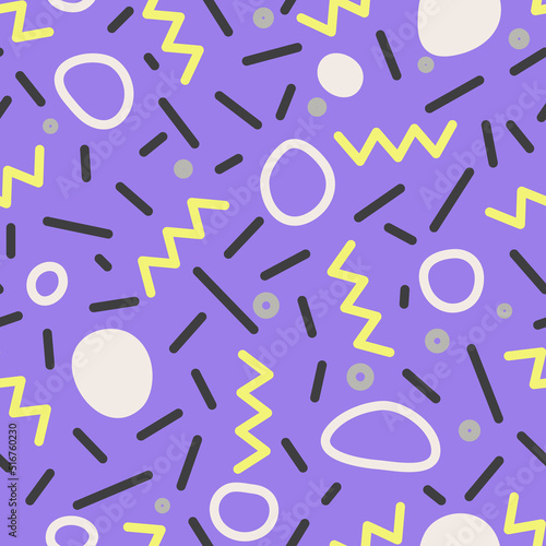 Violet Memphis Trendy Vector Seamless Pattern