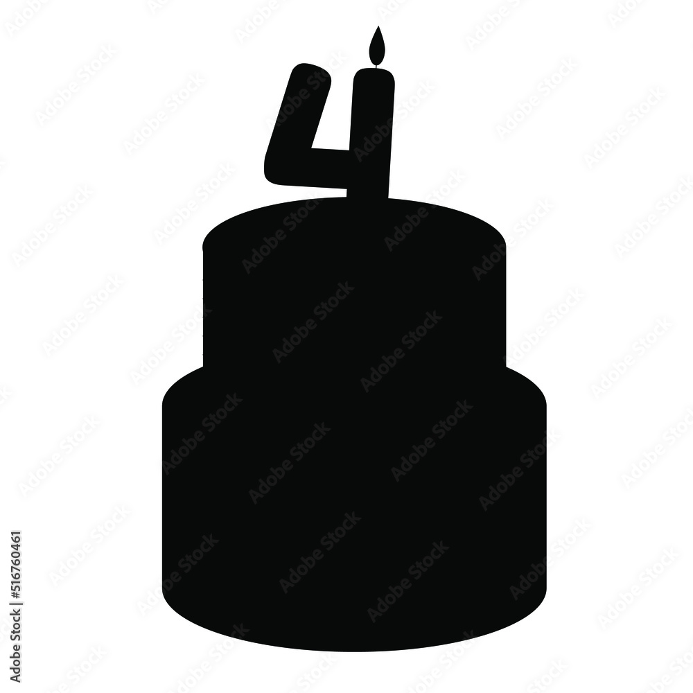 Holiday silhouette cake with a candle age five years. Vector illustration Holiday silhouette cake with a candle age five years. Vector illustration