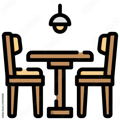 DINNING TABLE filled outline icon,linear,outline,graphic,illustration
