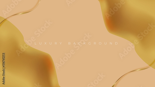 Golden minimal background. Golden smooth wave cover. Luxury fabric vector illustration