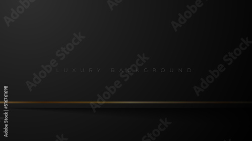 Abstract luxury black background with gold lines. Minimal elegant dark background
