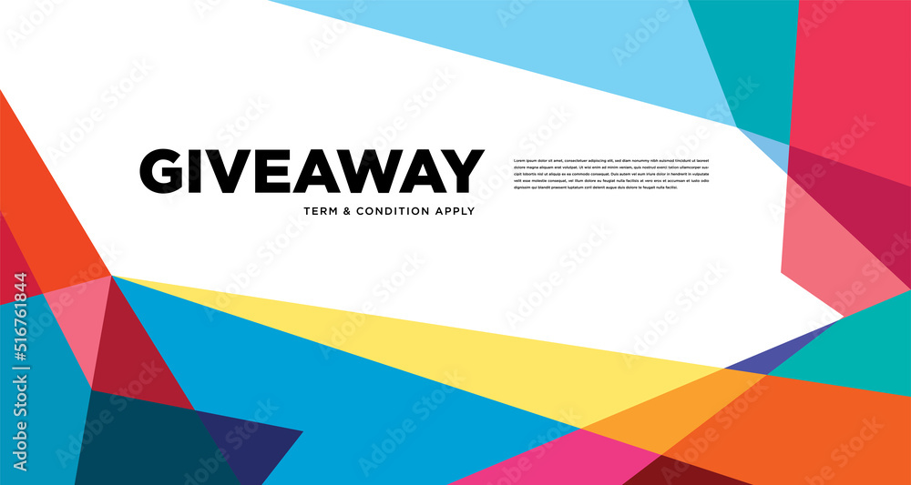Colorful abstract geometric and fluid banner template for marketing promotion material. Giveaway, cash back, gift card, and member card bonus design template.