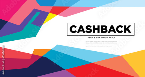 Colorful abstract geometric and fluid banner template for marketing promotion material. Giveaway, cash back, gift card, and member card bonus design template.