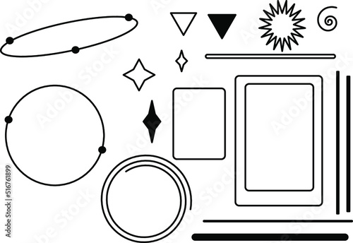 Geometric elements. A set of magic and esotericism. Tarot cards. Stars and the orbit of planets.