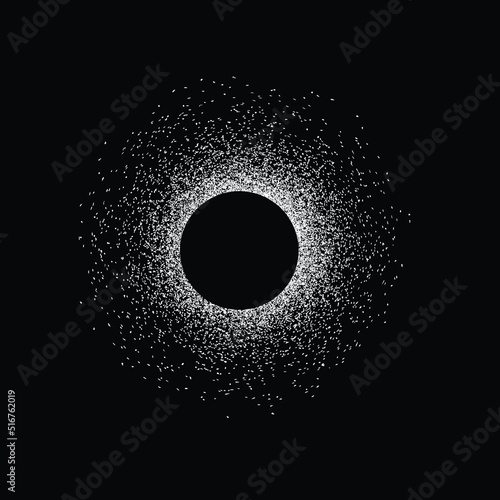 Solar eclipse .Star and moon in space. Futuristic landscape, with noise texture . .Vector illustration