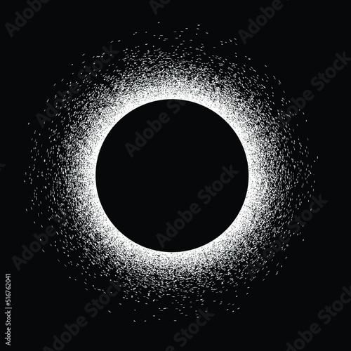 Solar eclipse .Star and moon in space. Futuristic landscape, with noise texture . .Vector illustration