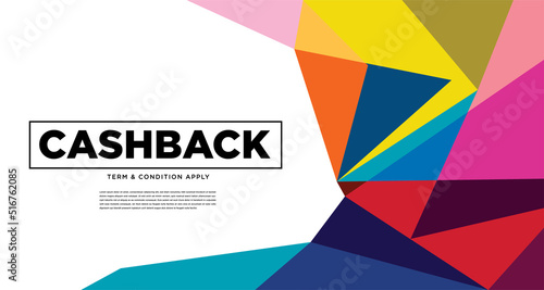 Colorful abstract geometric and fluid banner template for marketing promotion material. Giveaway, cash back, gift card, and member card bonus design template.