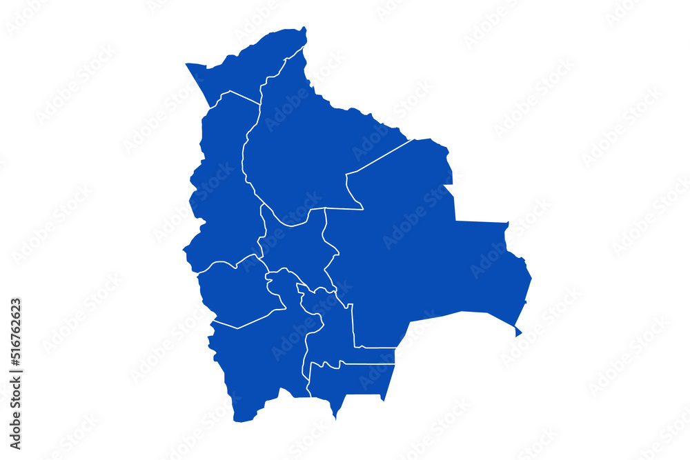 Bolivia Map blue Color on White Backgound Bolivia Map blue Color on White Backgound