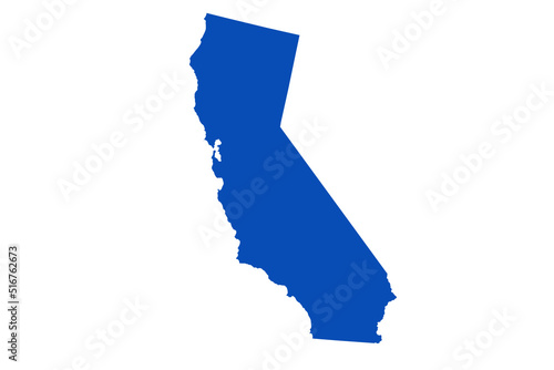 CALIFORNIA Map blue Color on White Backgound