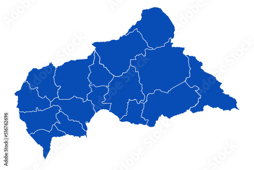 Central African Republic Map blue Color on White Backgound