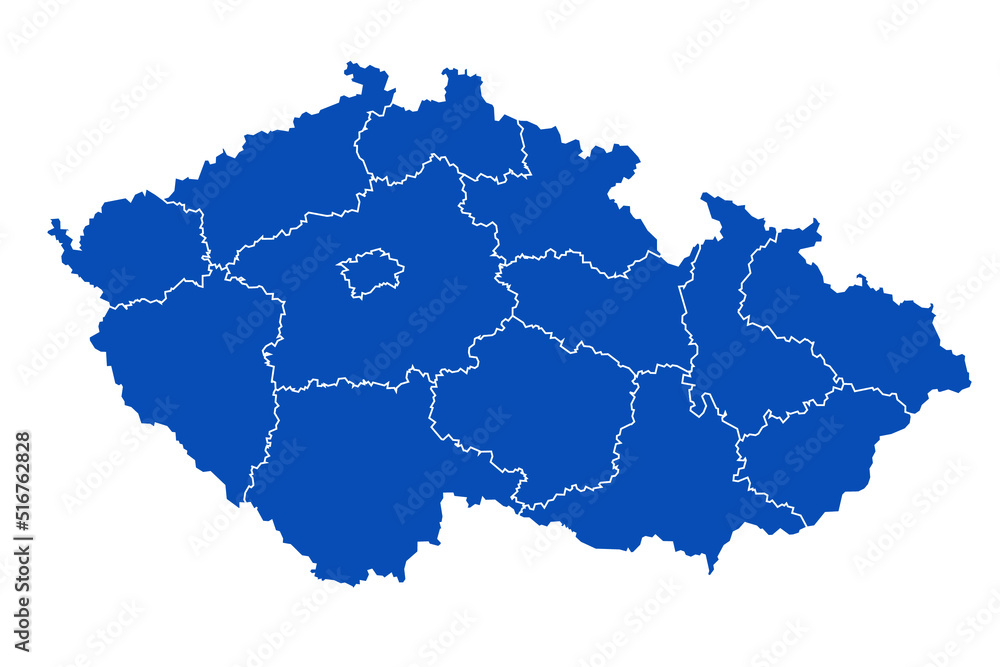 Czech Republic Map blue Color on White Backgound