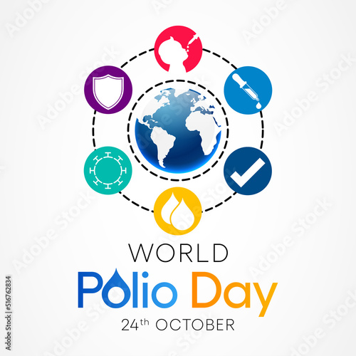 World Polio day is observed every year on October 24, poliomyelitis is a disabling and life-threatening disease caused by the poliovirus. Vector illustration