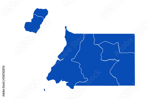 Equatorial Guinea Map blue Color on White Backgound