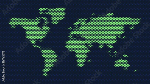 Halftone green world map