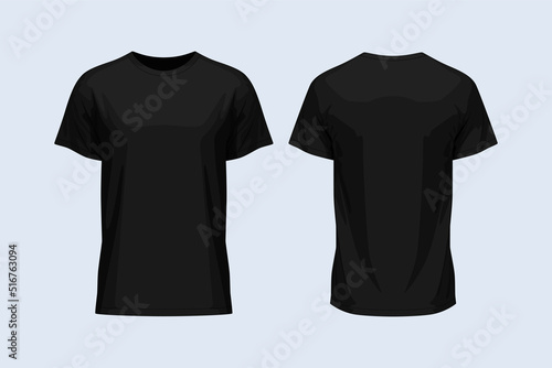 Man round neck front and back black t-shirt photo