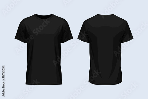 Man round neck front and back black t-shirt