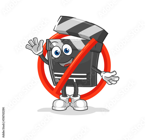 say no to clapboard mascot. cartoon vector