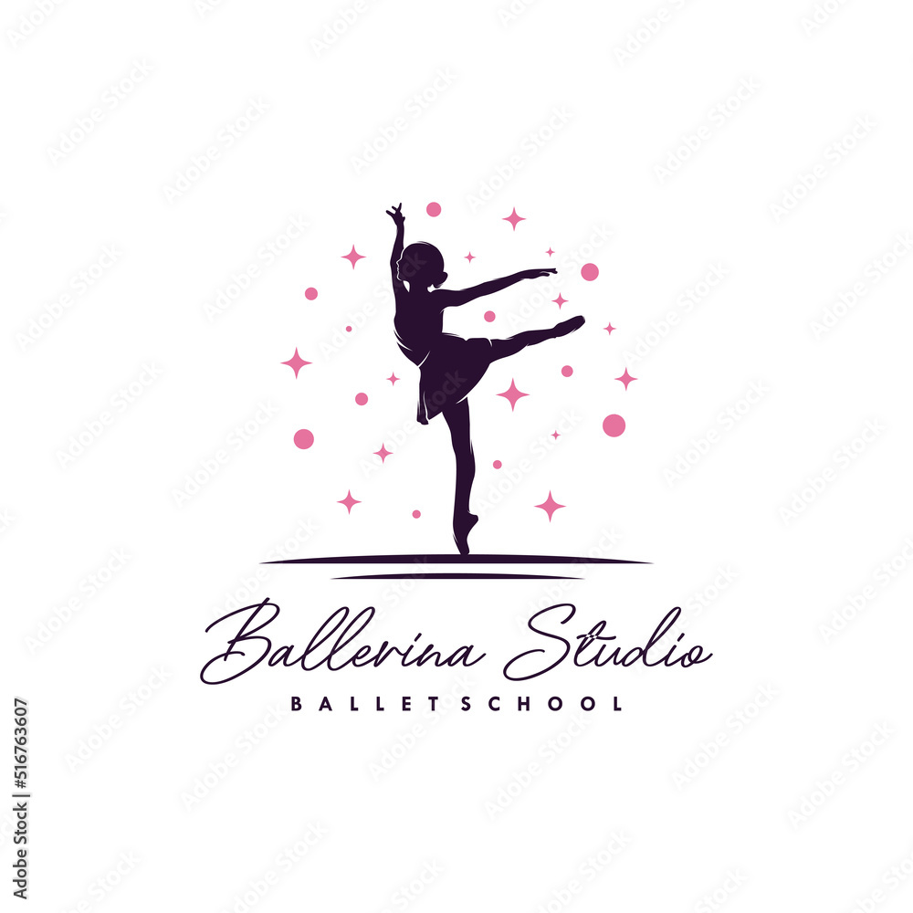 Ballerina in the stars logo design template Ballerina in the stars logo design template