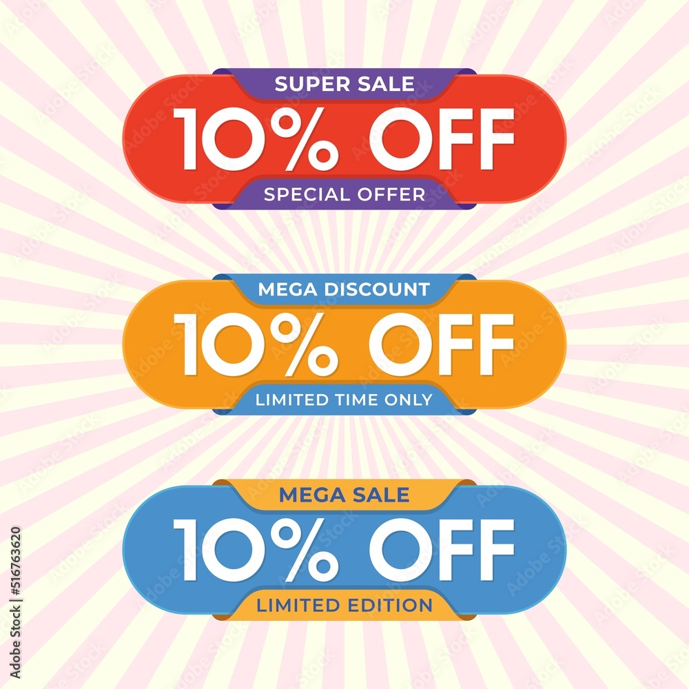 Super Sale banner template design, Special discount up to 10% off. Special offer discount template design. Super Sale banner template design, Special discount up to 10% off. Special offer discount template design.