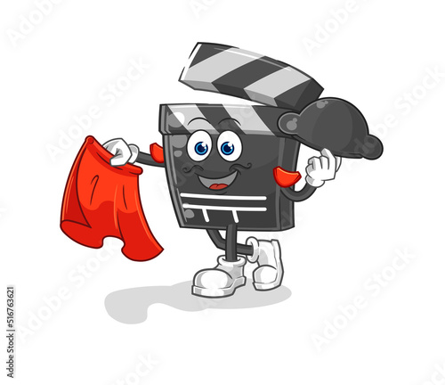 clapboard matador with red cloth illustration. character vector