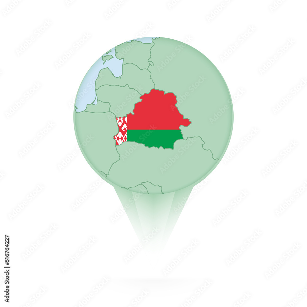 Belarus map, stylish location icon with Belarus map and flag. Belarus map, stylish location icon with Belarus map and flag.
