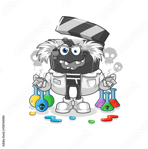 clapboard mad scientist illustration. character vector