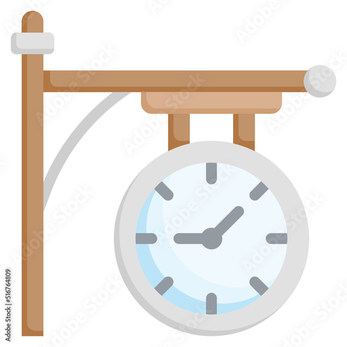 CLOCK flat icon,linear,outline,graphic,illustration