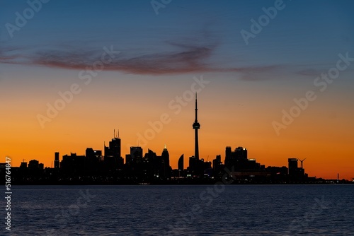 Toronto s skyline at dusk as seen from the west 