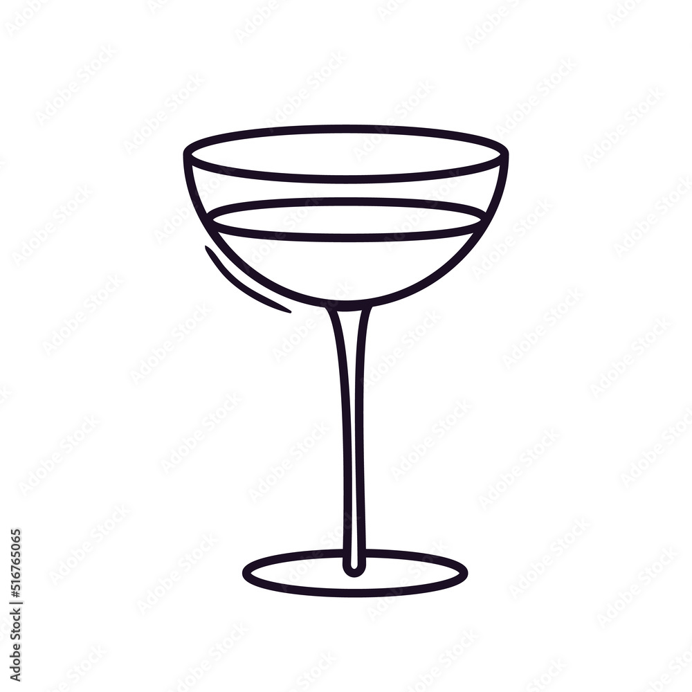 Outline icon of champagne glass with beverage. Birthday party, anniversary, christmas, new year, wedding cheers. Hand drawn doodle illustration. Lineair sketch element Outline icon of champagne glass with beverage. Birthday party, anniversary, christmas, new year, wedding cheers. Hand drawn doodle illustration. Lineair sketch element
