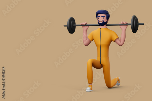 Happy fitness man, Exercise or fitness for good health, 3d rendering