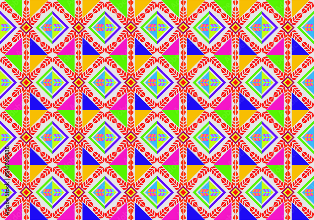 Set of symmetrical components in a continuous pattern for décor. Wallpaper, textiles, and ceramics all have prints. Illustration in vector format.
