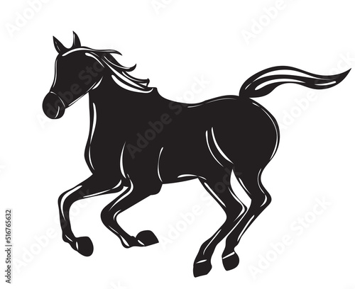 running horse black silhouette isolated