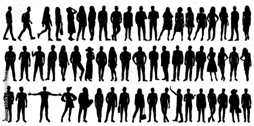 people collection silhouette isolated, vector