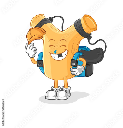 slingshot goes to school vector. cartoon character