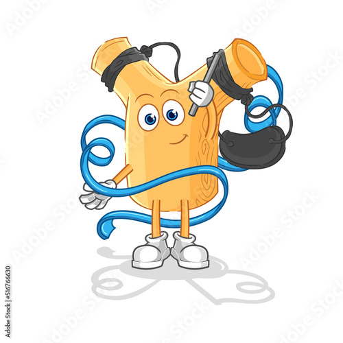 slingshot Rhythmic Gymnastics mascot. cartoon vector