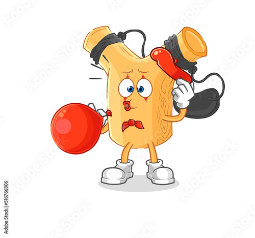 slingshot pantomime blowing balloon. cartoon mascot vector