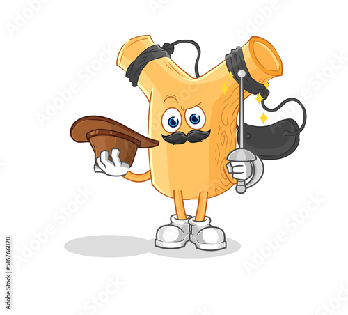 slingshot fencer character. cartoon mascot vector