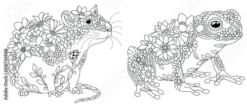 Mouse and frog coloring pages